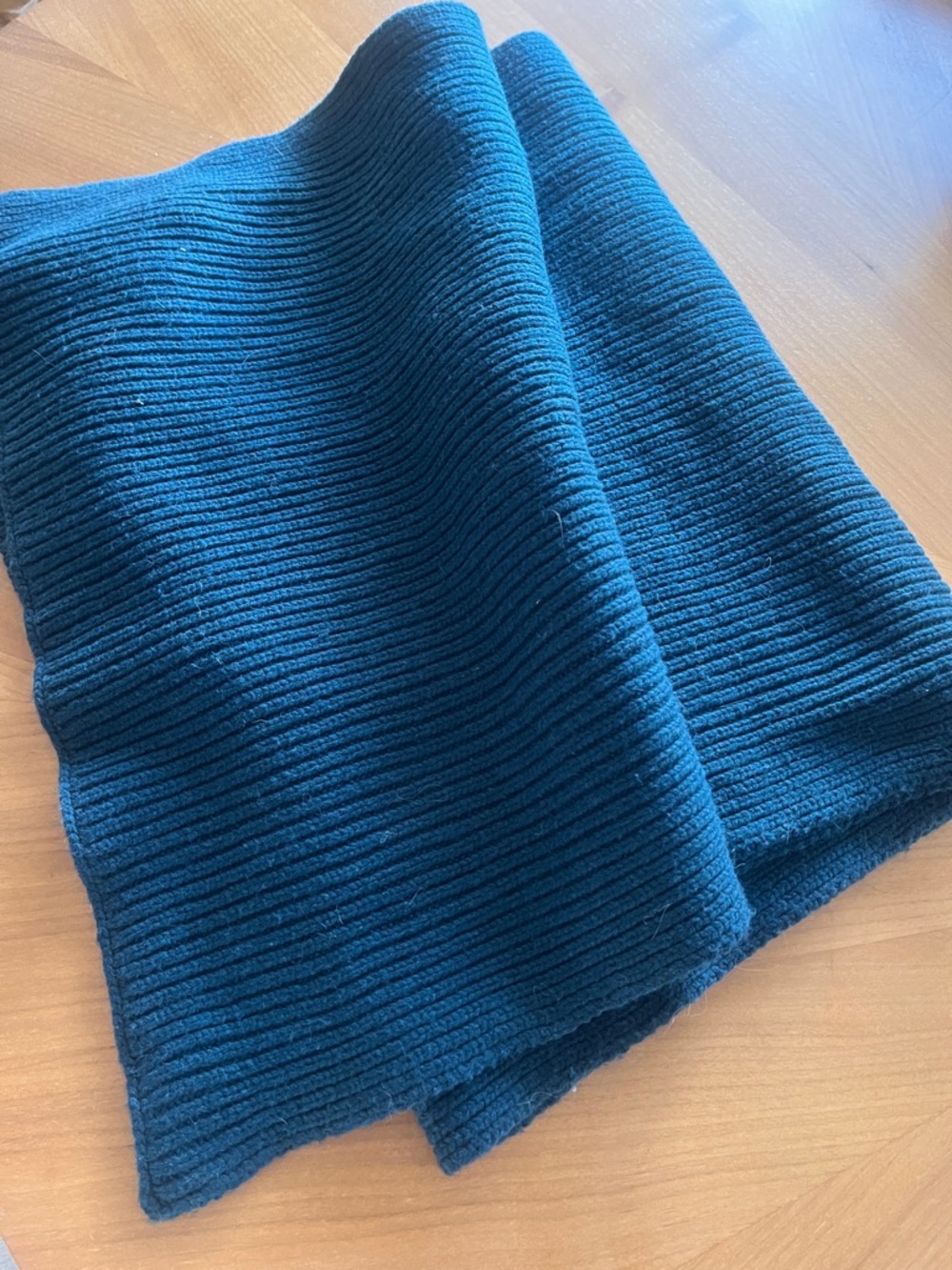 Athleta Ribbed Knit Scarf in Teal Blue